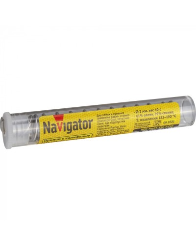 Припой Navigator 93 099 NEM-Pos01-61K-2-F10 (ПОС-61, колба, 2 мм, 10 гр) в Уссурийске Аксессуары для кабель-канала Pintop.ru