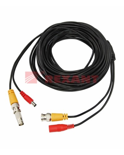 Шнур соединительный BNC-BNC для систем видеонаблюдения, с питанием (DC) от камеры (18 м) REXANT (18-1718) в Уссурийске Патч-корды и пигтейлы Pintop.ru