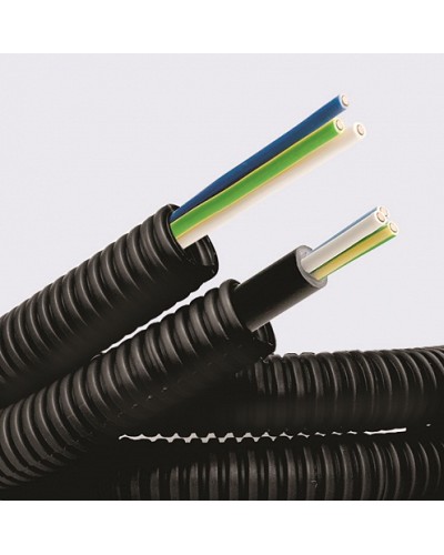 Электротруба ПНД гибкая гофр. д.16мм, цвет черный, с кабелем ВВГнг(А)-LS 3х1,5мм² РЭК ГОСТ+, 50м DKC 7L71650 в Уссурийске Труба гофрированная Pintop.ru