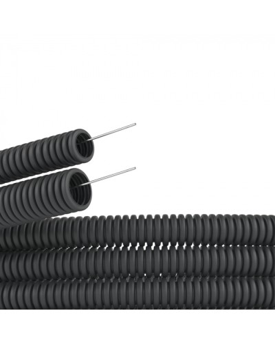 Труба ПВХ гибкая гофрированная. д.20мм, лёгкая с протяжкой, цвет черный (100 м) DKC (91920B) в Уссурийске Труба гофрированная Pintop.ru