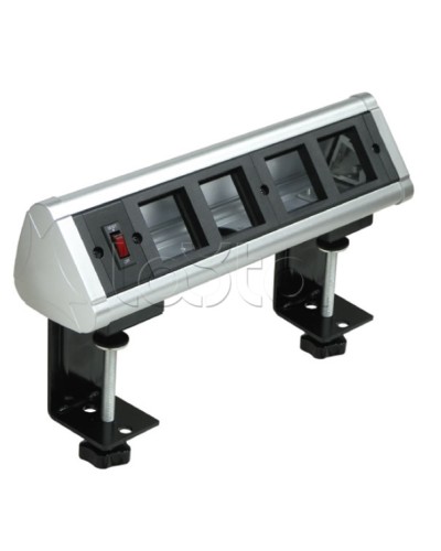 Блок настольный с выключателем нагрузки на 4 модуля (45х45мм) на струбцинах (алюминий) Экопласт 70314 в Уссурийске Аксессуары для кабель-канала Pintop.ru