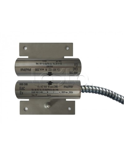 Извещатель охранный точечный магнитоконтактный взрывозащищённый Магнито-контакт Ех ИО102 N исп.250 с магнитом М-100, с постоянно присоединенным кабелем в металлорукаве (штатно кабель 2х0,75 - 1м), 1Ex d IIC T6 Gb / РB Ex d I Mb АТФЕ.425119.171 %rs_city_gd
