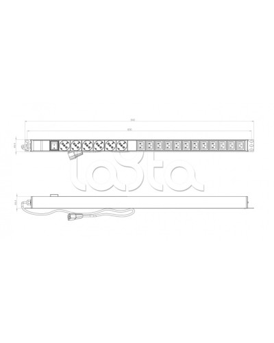 Блок розеток вертикальный черн Hyperline (SHE-6SH-12IEC-2.5AIEC) в Уссурийске Блоки розеток Pintop.ru