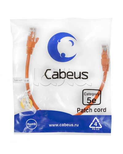 Патч-корд медный U/UTP кат.5е (0,3м) LSZH (оранжевый) Cabeus (PC-UTP-RJ45-Cat.5e-0.3m-OR-LSZH) в Уссурийске Патчкорды (медные) Pintop.ru