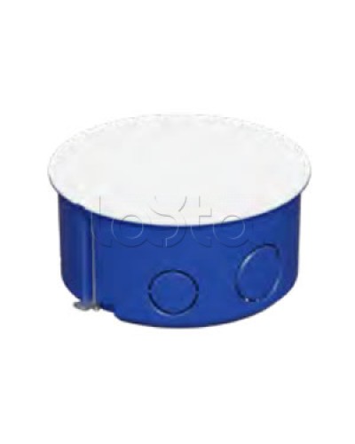 Коробка распред с крышкойдля г/к D100x50мм с металл. лапками, цвет синий IP30 (1шт) Экопласт (44668-1) в Уссурийске Распределительные коробки Pintop.ru