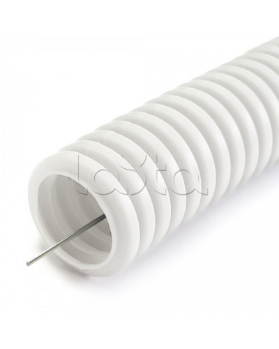 Труба гофр ПЛЛ легкая безгалогенная (HF) негорючая (НГ) белая с/з d16 мм (50м/уп) Промрукав (PR02.0329) в Уссурийске Труба гофрированная Pintop.ru
