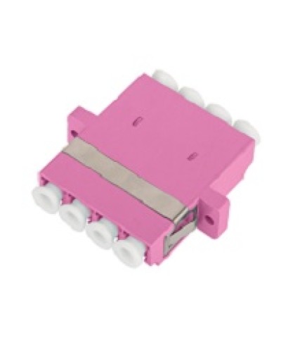 Адаптер NIKOMAX волоконно-оптический, соединительный, многомодовый, стандарта OM4, LC/UPC-LC/UPC, квадро, пластиковый, без шторки, с фланцами, маджента, уп-ка 2шт. в Уссурийске Проходные адаптеры и розетки оптические Pintop.ru