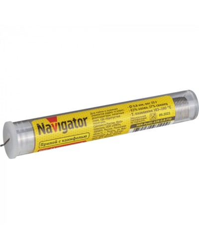 Припой Navigator 93 100 NEM-Pos01-63K-0.8-F10 (ПОС-63, колба, 0.8 мм, 10 гр) в Уссурийске Аксессуары для кабель-канала Pintop.ru