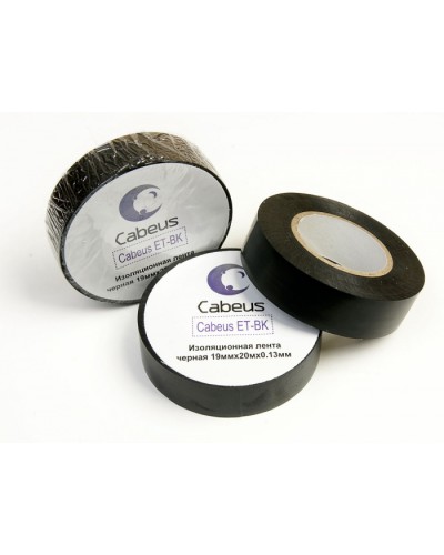Лента изоляционная (черная) Cabeus ET-BK в Уссурийске Аксессуары для кабель-канала Pintop.ru