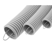 Труба гофрированная ПВХ легкая, с зондом диам. 20 мм (100м), огнестойкость Е15-Е90 Экопласт 10120-Е90