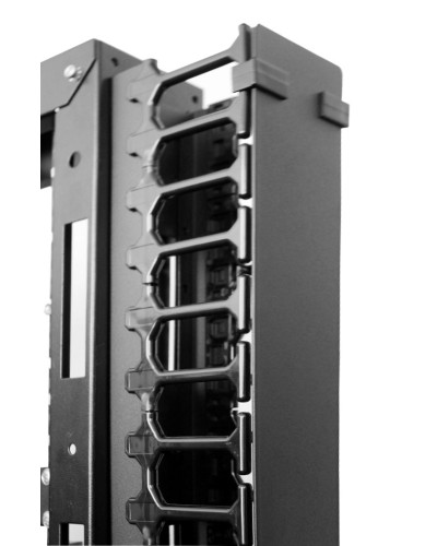 Вертикальный кабельный органайзер с пласт. пальцами для шкафов ШТК-СП-42.6.x, 2 компл ЦМО (ВКО-П-20/42U-9005) в Уссурийске Кабельные органайзеры Pintop.ru