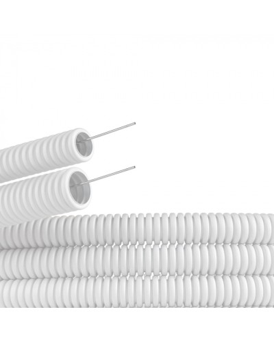 Труба ПЛЛ гибкая гофр. не содержит галогенов д.20мм, ПВ-0, с протяжкой,100м, цвет белый DKC (81820) в Уссурийске Труба гофрированная Pintop.ru