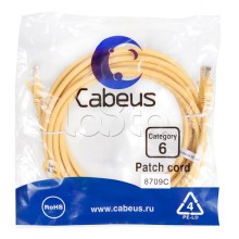 Патч-корд UTP, категория 6, 5 м, неэкранированный, желтый Cabeus PC-UTP-RJ45-Cat.6-5m-YL