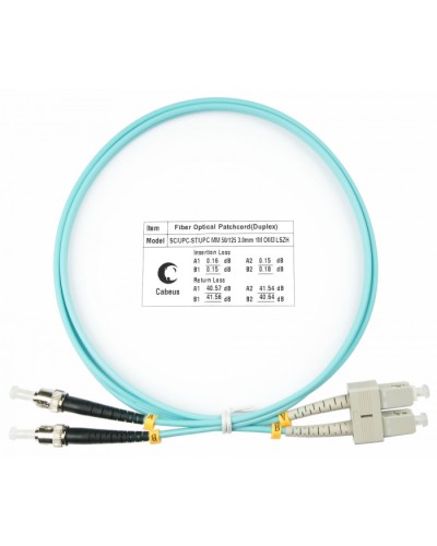 Шнур оптический duplex SC-ST 50/125 MM OM3 1 м LSZH Cabeus FOP-50-SC-ST-1M в Уссурийске Патч-корды и пигтейлы Pintop.ru