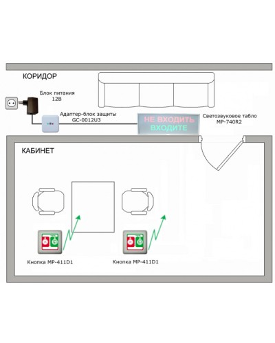 Радиокомплект светового и звукового вызова Hostcall MP-911W2 в Уссурийске Система оповещения и трансляции Hostcall Pintop.ru