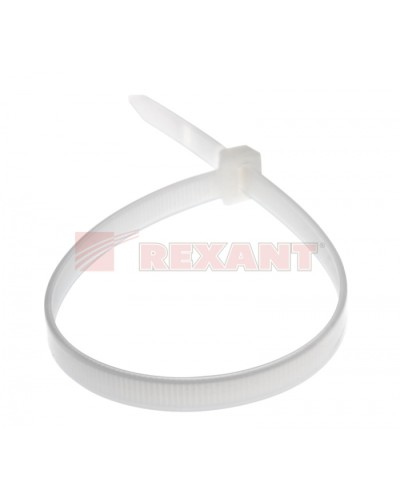 Хомут-стяжка нейлоновый, широкий 8х300 мм белый (100шт/уп) REXANT 07-0302 в Уссурийске Стяжки-хомуты Pintop.ru