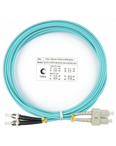 Шнур оптический duplex SC-ST 50/125 mm OM3 3м LSZH Cabeus FOP-50-SC-ST-3m в Уссурийске Патч-корды и пигтейлы Pintop.ru
