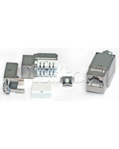 Вставка Keystone Jack RJ-45(8P8C), категория 6A, экранированная, 110 IDC, заделка с помощью NE-TOOL, белая Hyperline KJNE-8P8C-C6A-90-SH-F-WH в Уссурийске Модули Keystone Pintop.ru