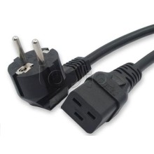 Кабель питания (Shucko - C19), 16A, угловая вилка, 5м Hyperline PWC-IEC19-SHM-5.0-BK