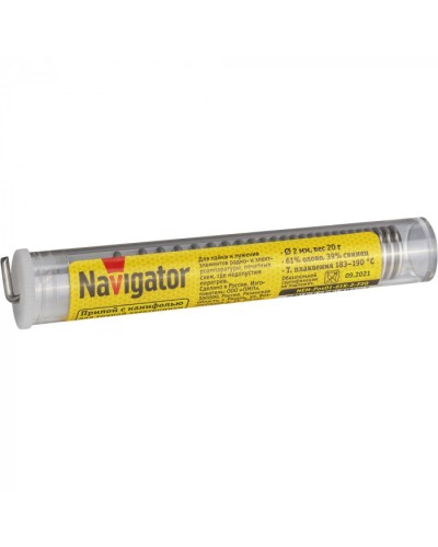 Припой Navigator 93 107 NEM-Pos01-61K-2-F20 (ПОС-61, колба, 2 мм, 20 гр) в Уссурийске Аксессуары для кабель-канала Pintop.ru