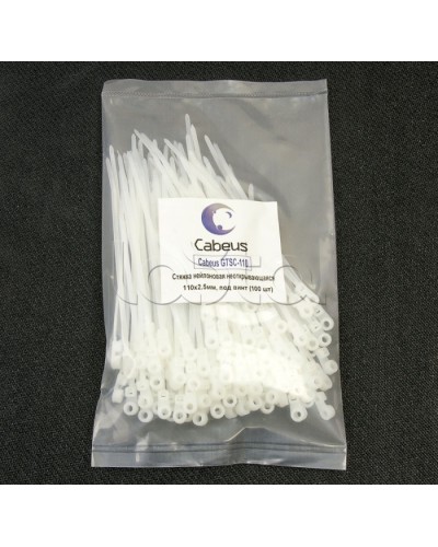 Стяжка нейлоновая неоткрывающаяся, безгалогенная (halogen free), 110x2.5мм, под винт (100 шт) Cabeus GTSC-110 в Уссурийске Стяжки-хомуты Pintop.ru