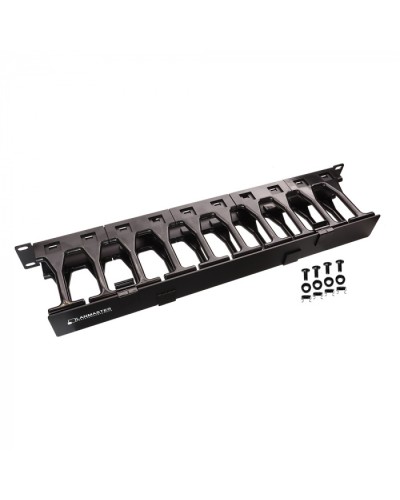 Кабельный органайзер 19 c пластиковыми пальцами глубиной 106 мм и крышкой, 1U LANMASTER (LAN-ORG-PF/S-1U) в Уссурийске Кабельные органайзеры Pintop.ru