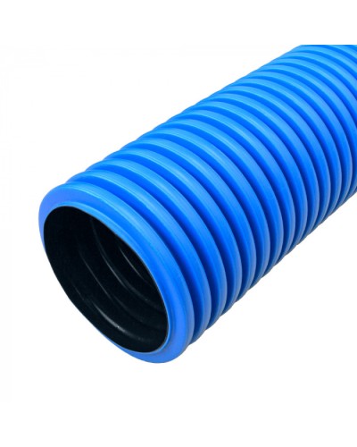 Труба гофрированная двустенная ПНД жесткая тип 1250 (SN33) синяя d90 мм 6м (36м/уп) Промрукав (PR15.01049) в Уссурийске Труба гофрированная Pintop.ru