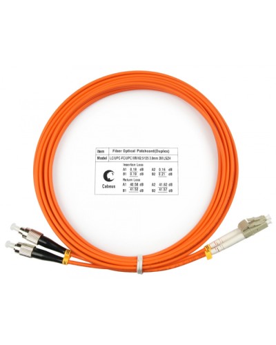 Шнур оптический duplex LC-FC 62,5/125 mm 3м LSZH Cabeus FOP-62-LC-FC-3m в Уссурийске Патч-корды оптические Pintop.ru