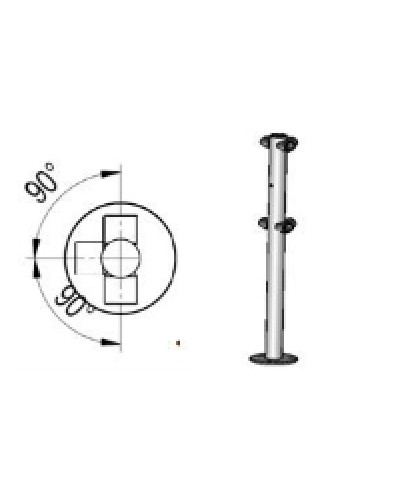 Стойкаограждения с отверстием под фиксаторi-образная, 4 муфты Oxgard Стойкаограждения с отверстием под фиксатор i-образная (ВЗР 1996.09.42) в Уссурийске Ограждения Pintop.ru