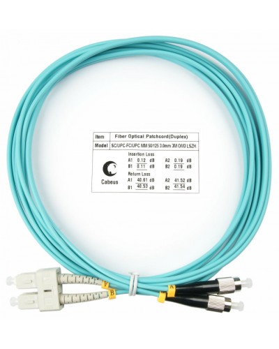 Шнур оптический duplex SC-FC 50/125 mm OM3 3м LSZH Cabeus FOP-50-SC-FC-3m в Уссурийске Патч-корды и пигтейлы Pintop.ru