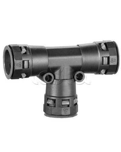 Тройник DN 12/12/12 мм, полиамид, цвет черный DKC PAT12N в Уссурийске Повороты, муфты, тройники Pintop.ru