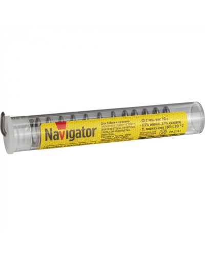 Припой Navigator 93 103 NEM-Pos01-63K-2-F10 (ПОС-63, колба, 2 мм, 10 гр) в Уссурийске Аксессуары для кабель-канала Pintop.ru