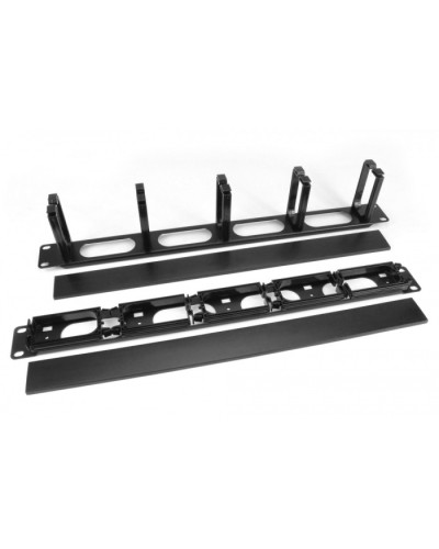 Кабельный организатор с пластиковыми кольцами с крышкой, 19, 1U Hyperline CM-1U-5R-PL-COV в Уссурийске Аксессуары для стоек и шкафов Pintop.ru