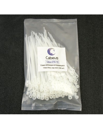 Стяжка нейлоновая неоткрывающаяся, безгалогенная (halogen free), 150x3.6мм, под винт (100 шт) Cabeus GTSC-150 в Уссурийске Стяжки-хомуты Pintop.ru