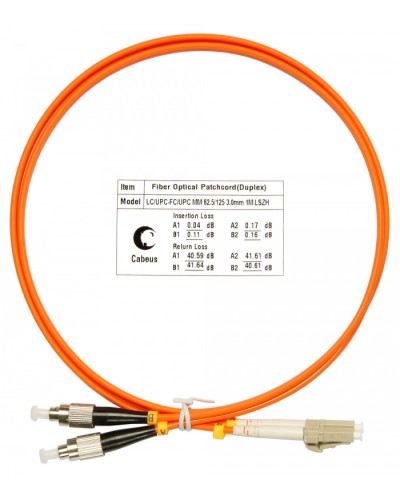 Шнур оптический duplex LC-FC 62,5/125 mm 1м LSZH Cabeus FOP-62-LC-FC-1m в Уссурийске Патч-корды оптические Pintop.ru