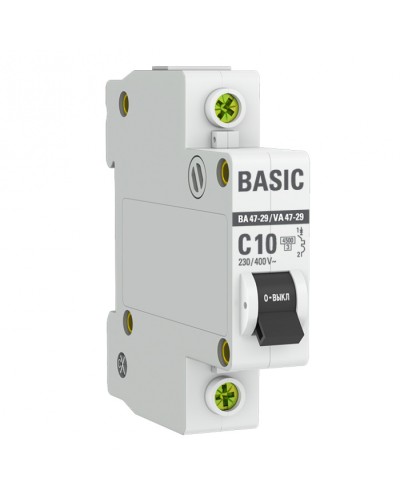 Автоматический выключатель 1P 10А (C) 4,5кА ВА 47-29 EKF Basic (mcb4729-1-10C) в Уссурийске Электротехническое оборудование Pintop.ru