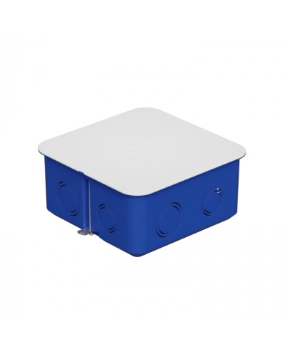Коробка распределительная с крышкойдля г/к 100x100х50мм с металл. лапками, цвет синий IP30 Экопласт (44667) в Уссурийске Распределительные коробки Pintop.ru