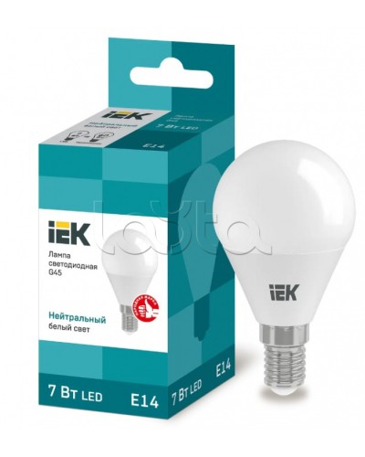 Лампа светодиодная LED 7вт E14 белый матовый шар ECO IEK (LLE-G45-7-230-40-E14) в Уссурийске Источники света(Лампы) Pintop.ru