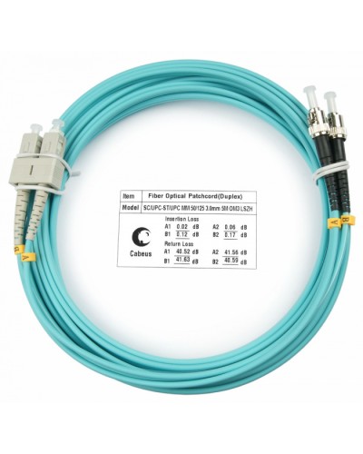 Шнур оптический duplex SC-ST 50/125 mm OM3 20м LSZH Cabeus FOP-50-SC-ST-20m в Уссурийске Патч-корды и пигтейлы Pintop.ru