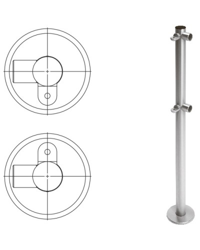 Стойка ограждения L-образная с 2-мя полупетлями слева (антик серебро) Oxgard в Уссурийске Ограждения Pintop.ru