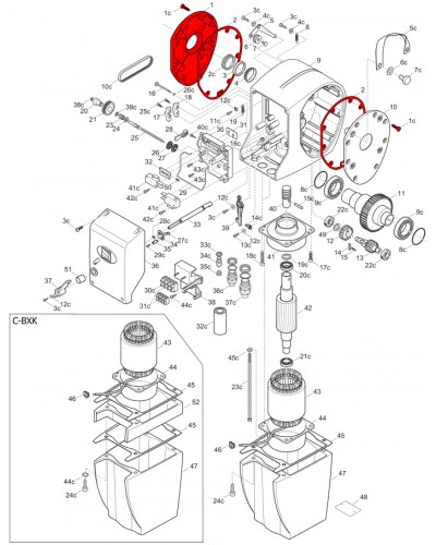 Правая крышка редуктора C-BX Came 119RICX026 в Уссурийске Запчасти для шлагбаумов и автоматики Pintop.ru