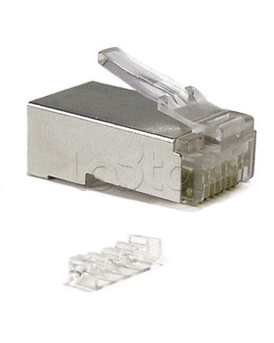 Коннектор RJ-45 под витую пару, категория 6 (50 µ/ 50 микродюймов), экранированный, универсальный (для одножильного и многожильного кабеля), со вставкой Cabeus 8P8C-SH-C6-TWP в Уссурийске Коннекторы и разъемы Pintop.ru