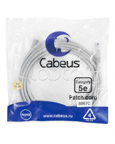 Патч-корд медный U/UTP кат.5е (5м) LSZH (черный) Cabeus (PC-UTP-RJ45-Cat.5e-5m-BK-LSZH) в Уссурийске Патчкорды (медные) Pintop.ru