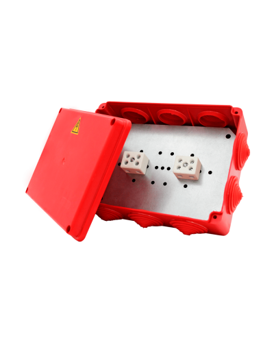 Коробка распределительная огнестойкая КРОПС-П5, IP54, габаритные размеры 190х140х70 мм, для кабелей сечением до 4 мм2, 4 клеммы КМ-Профиль (FRJB-KM-P5-4-04-КРОПС-IP54) в Уссурийске Распределительные коробки Pintop.ru