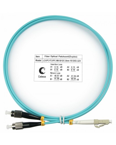Шнур оптичесикй duplex LC-FC 50/125 MM OM3 1 м LSZH Cabeus FOP-50-LC-FC-1M в Уссурийске Патч-корды оптические Pintop.ru
