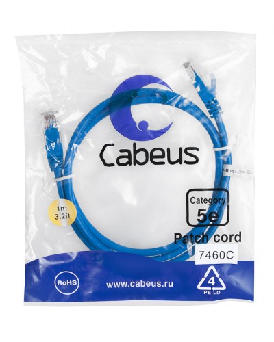 Патч-корд медный U/UTP категория 5е (1м) LSZH (синий) Cabeus (PC-UTP-RJ45-Cat.5e-1m-BL-LSZH) в Уссурийске Патчкорды (медные) Pintop.ru