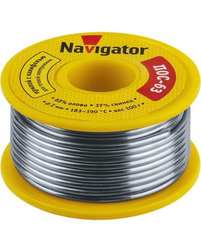 Припой Navigator 93 787 NEM-Pos05-63K-2-K100 (ПОС-63, катушка, 2 мм, 100 гр) в Уссурийске Аксессуары для кабель-канала Pintop.ru