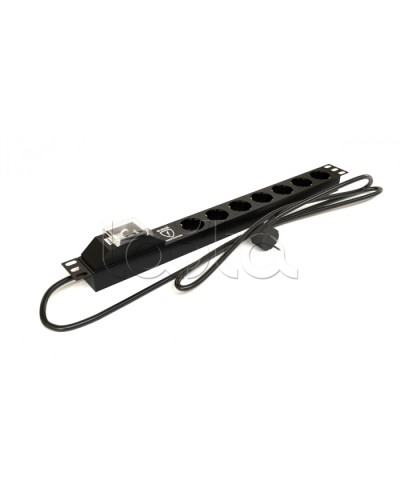 Блок розеток горизонтальный черн Hyperline (SHE19-7SH-BF-2.5EU) в Уссурийске Блоки розеток Pintop.ru