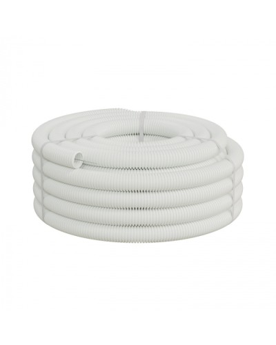 Труба ПП HF-FR гофрир. тяжелая, с зондом, без галогена, ПЛЛ 40мм Экопласт (61140HFR-W) - Труба ПП HF-FR гофрир. тяжелая, с зондом, без галогена, ПЛЛ диам.40мм ПВ-0 (20м) цвет белый 1 палл.=840м Экопласт в Уссурийске Труба гофрированная Pintop.ru