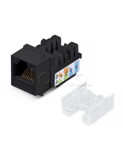 Вставка Keystone Jack RJ-45, категория 6, заделка тип 110, черная, со стяжкой Cabeus KJ-RJ45-Cat.6-90-SW-BK в Уссурийске Модули Keystone Pintop.ru